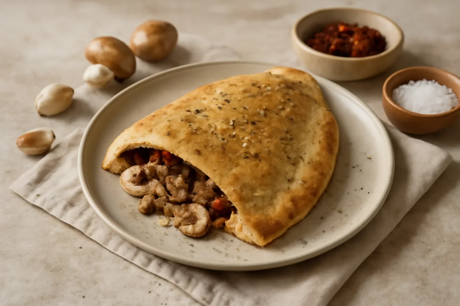 Pizza calzone cu ciuperci reteta Dieta Rina