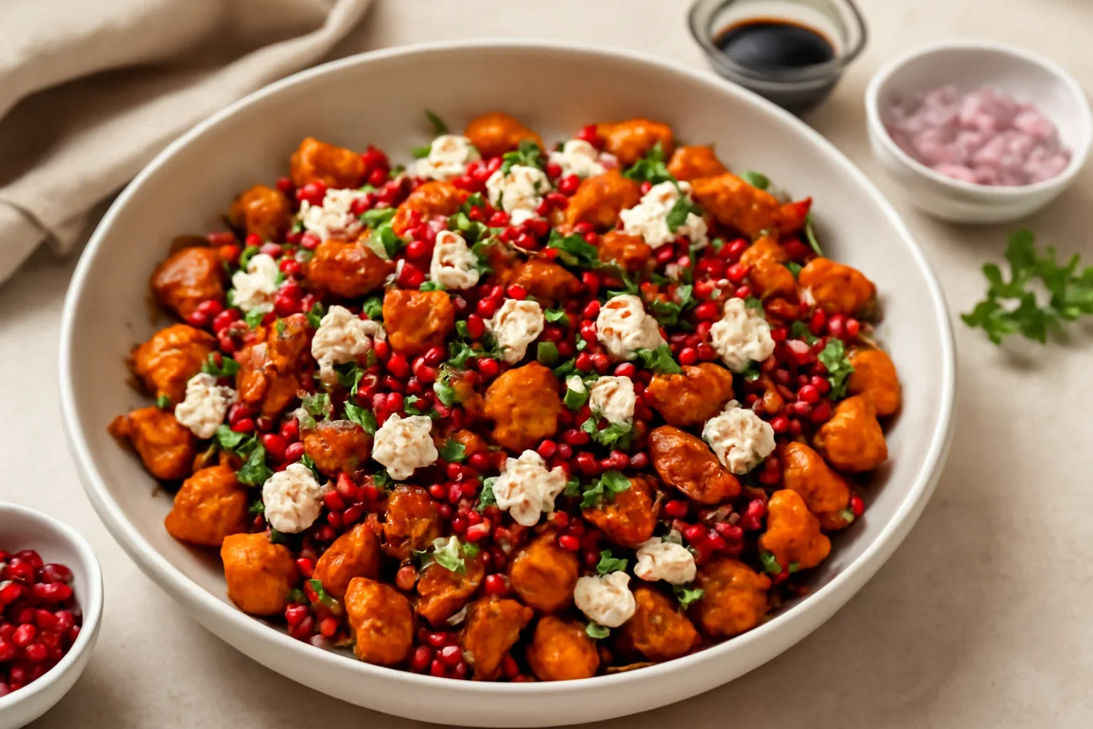 Salată de cartofi dulci cu feta și rodie – rețeta video