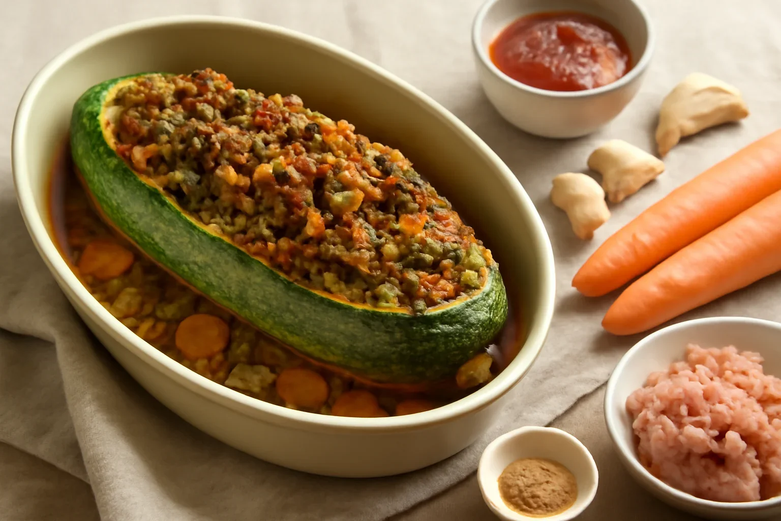 Dovleac umplut cu ciuperci si carne tocata, la cuptor, reteta austriaca