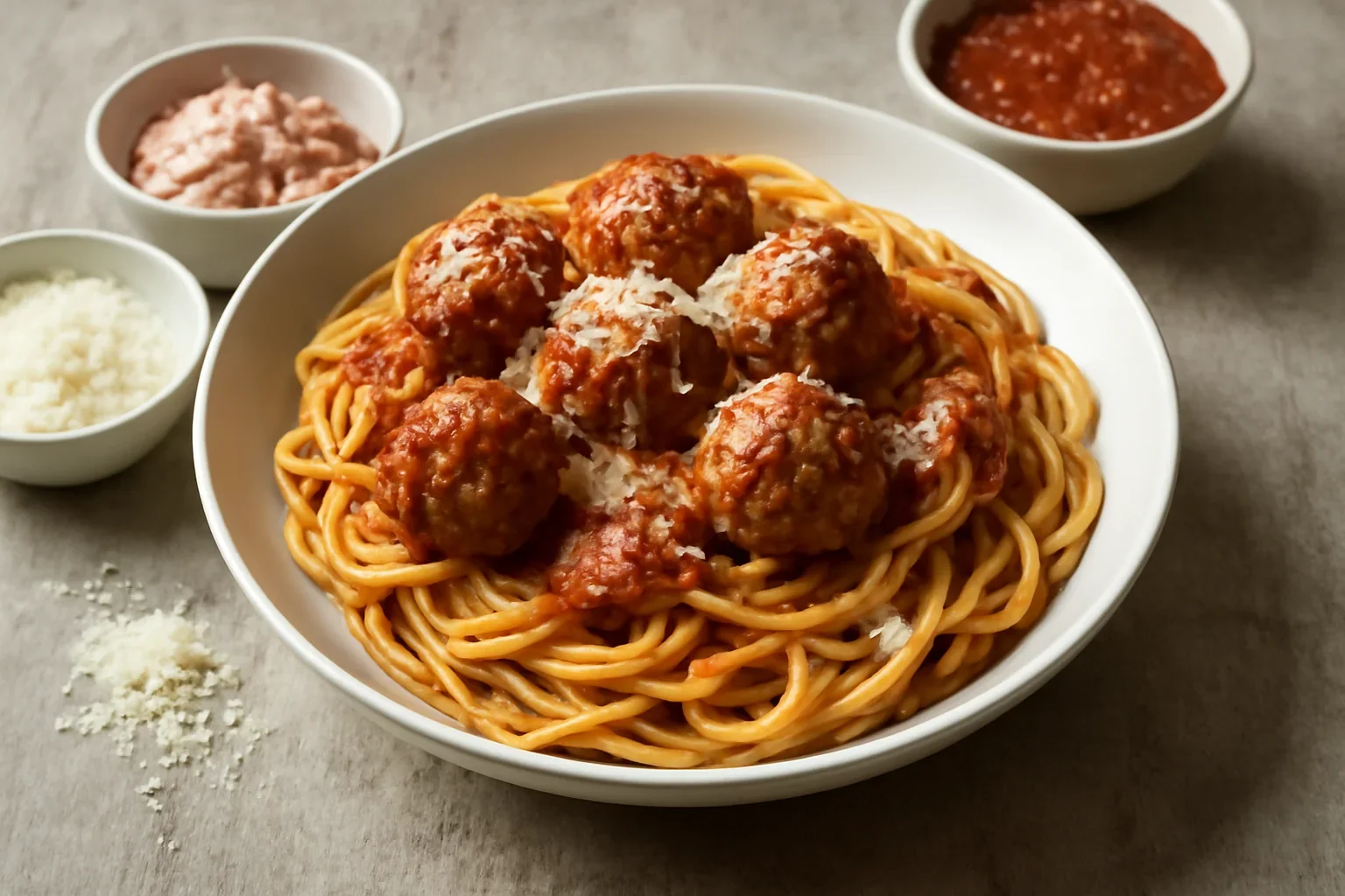 Paste cu sos de rosii si chiftelute – reteta de meatballs pasta