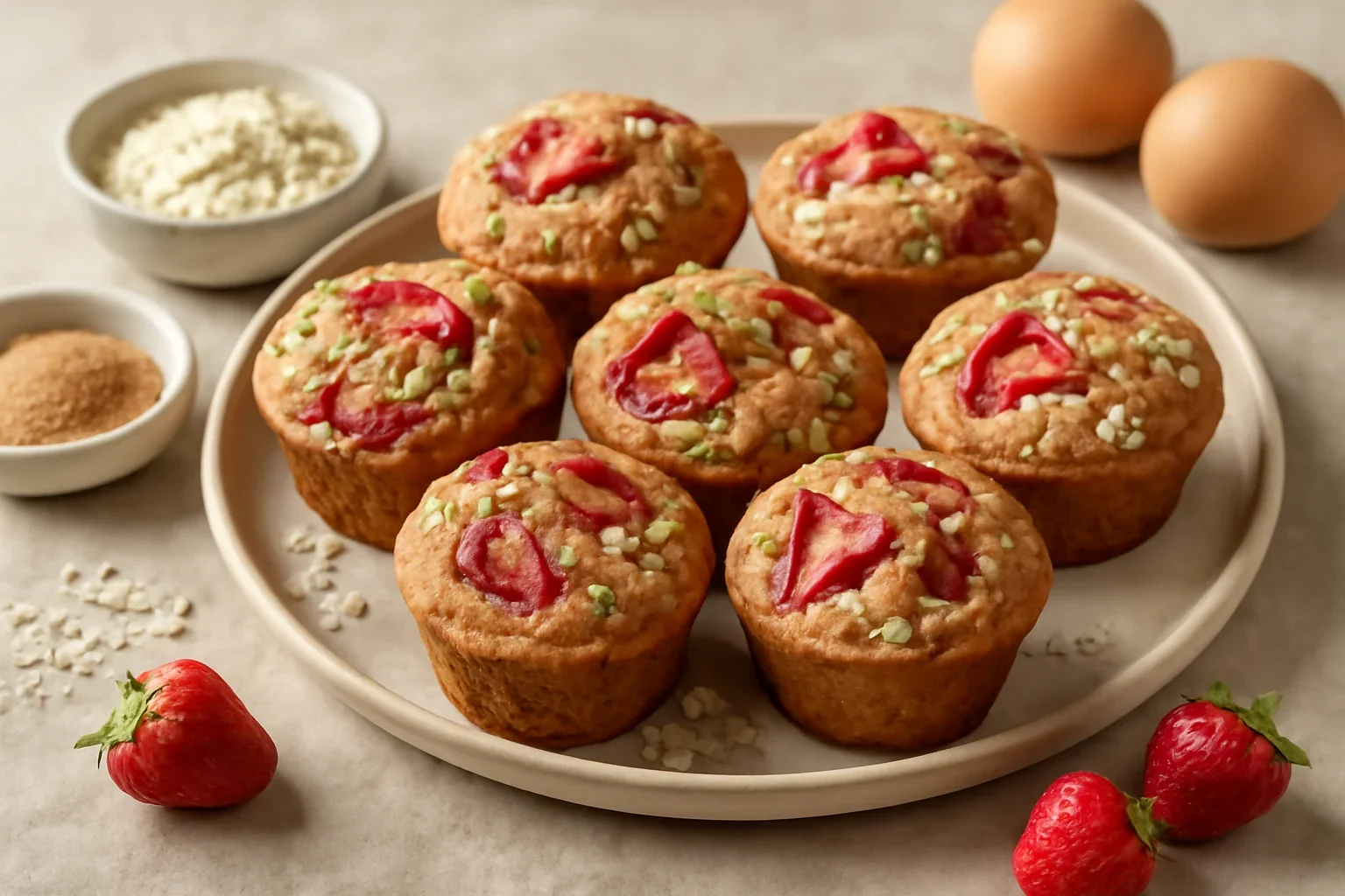 Muffini cu căpșuni și fulgi de ovăz