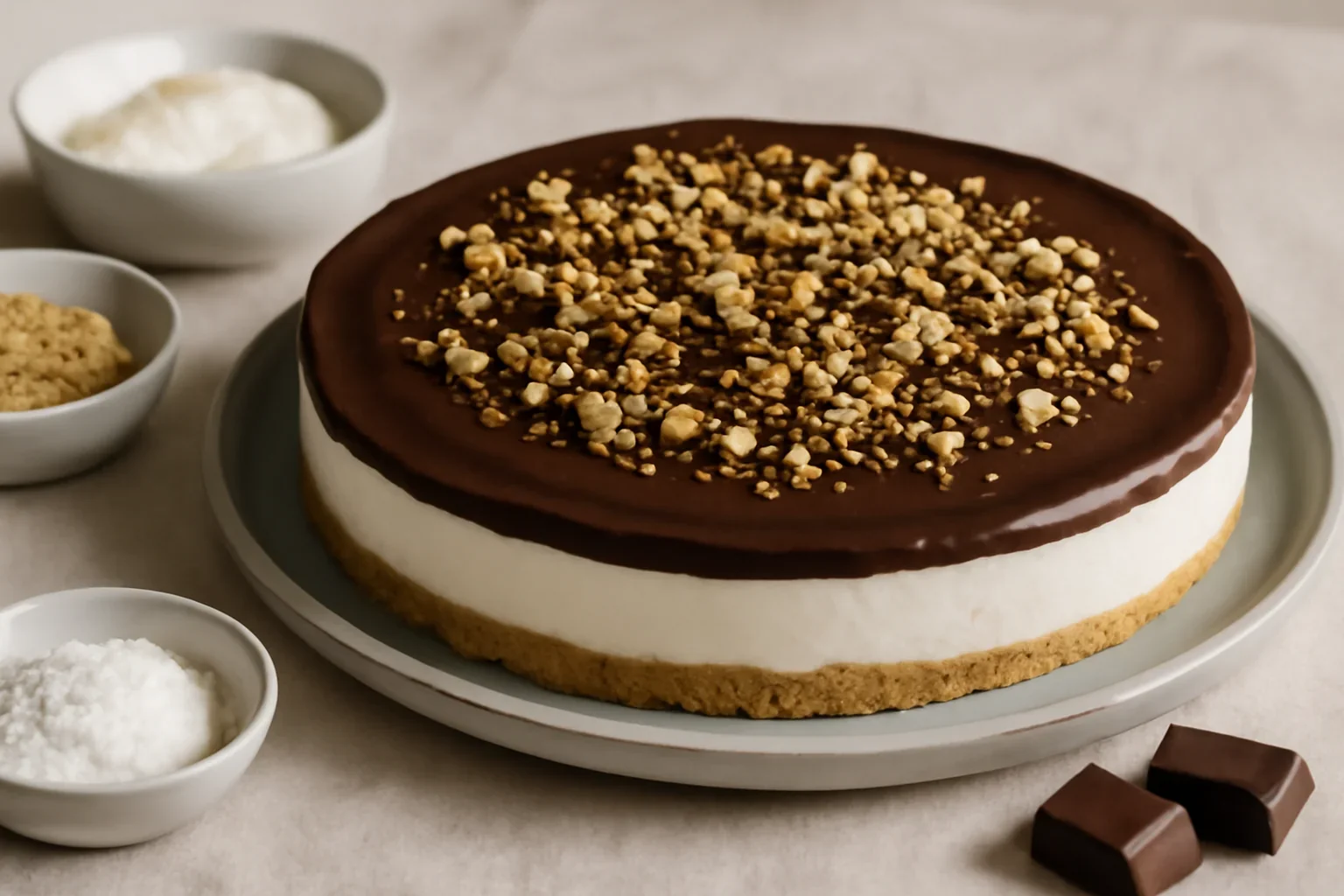 Tarta fara coacere, cu iaurt si ciocolata