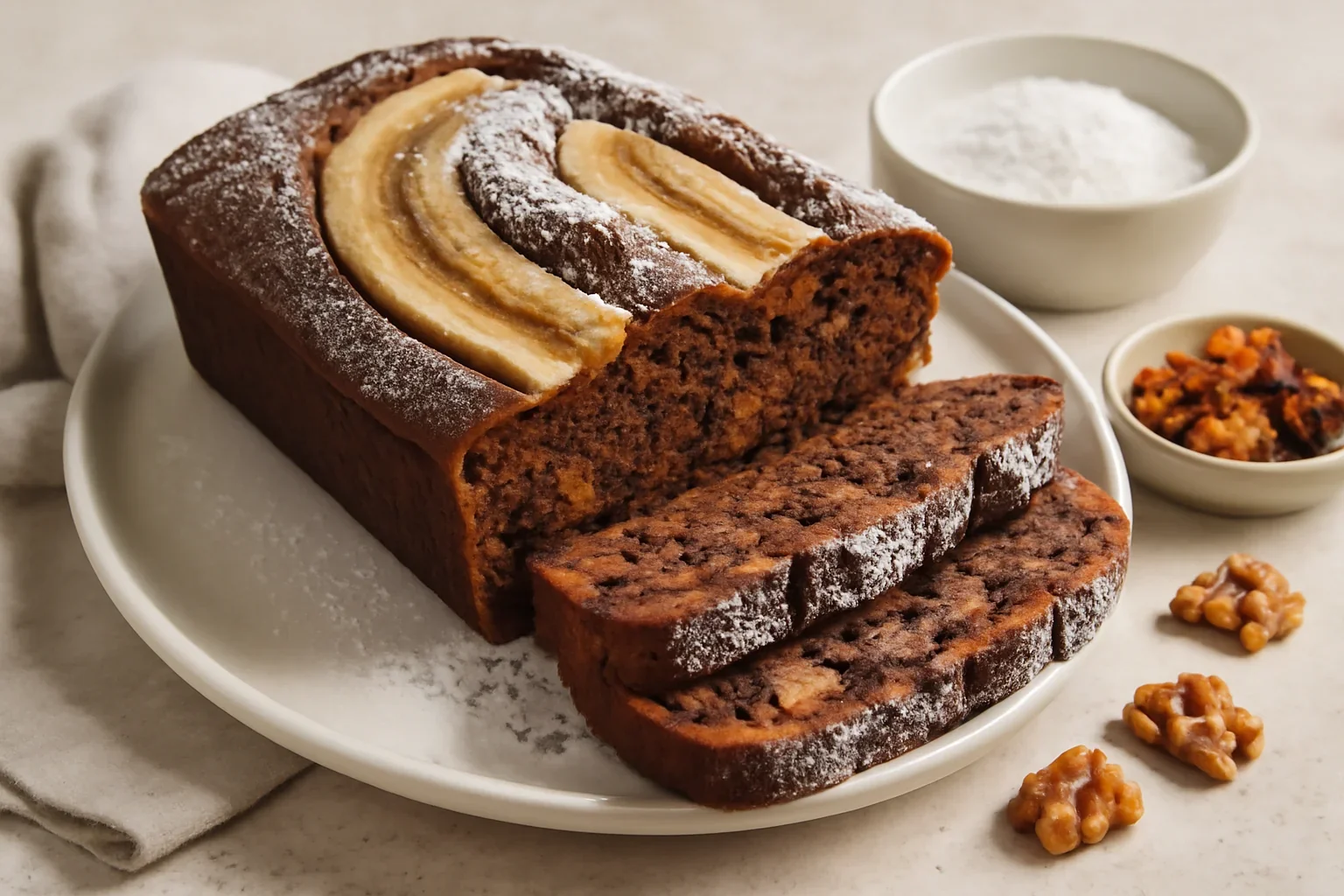 Banana bread chec cu banane si cacao