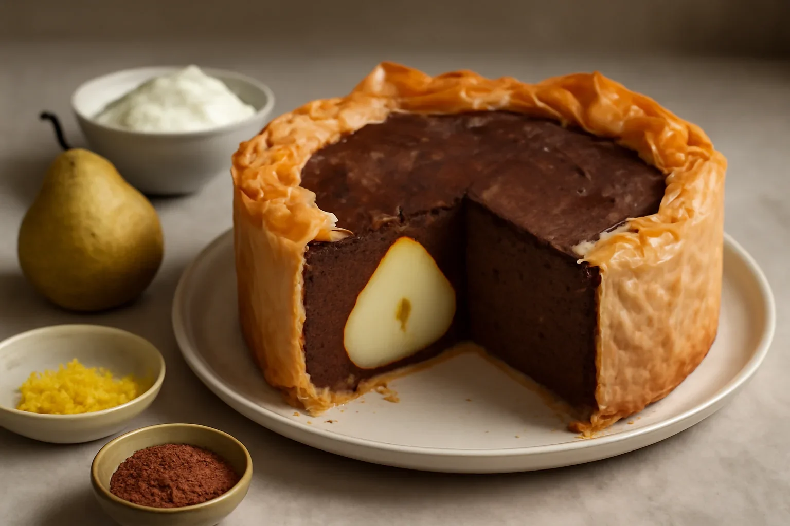 Cheesecake cu pere si cacao