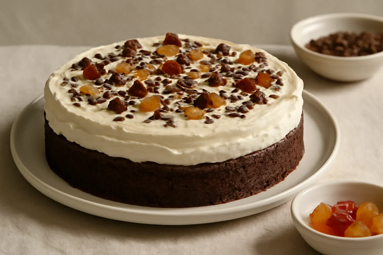 Tort cu blat umed de cacao, crema de mascarpone si cafea