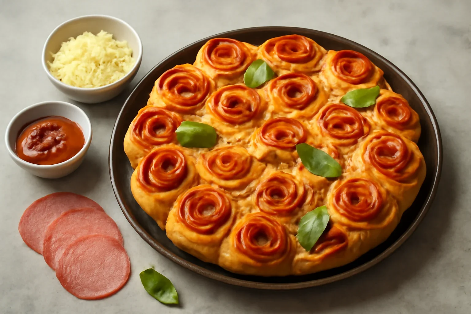 Pizza trandafir cu petale – pull apart