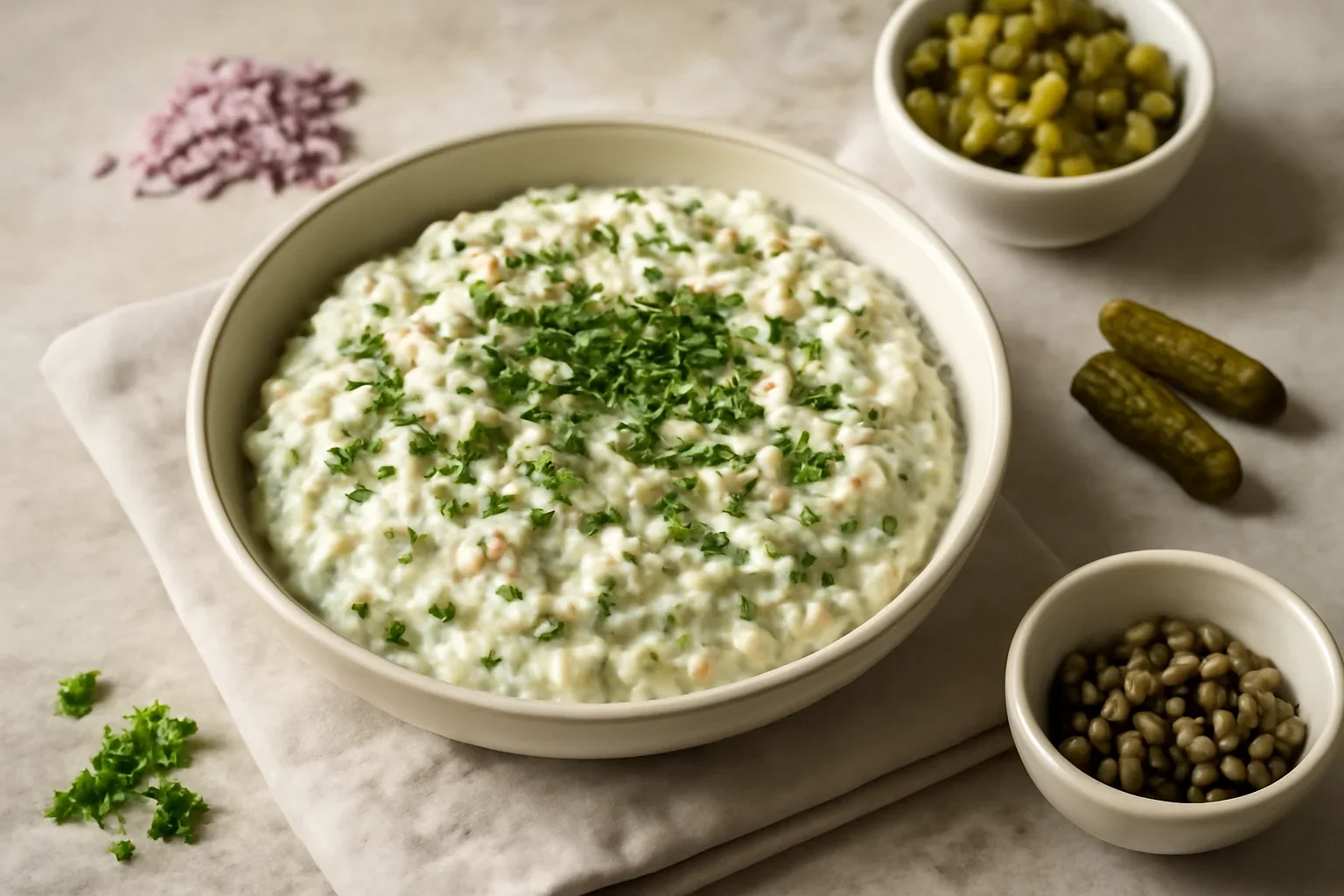 Sos de iaurt cu castraveti murati – tartar sau remoulade dietetic