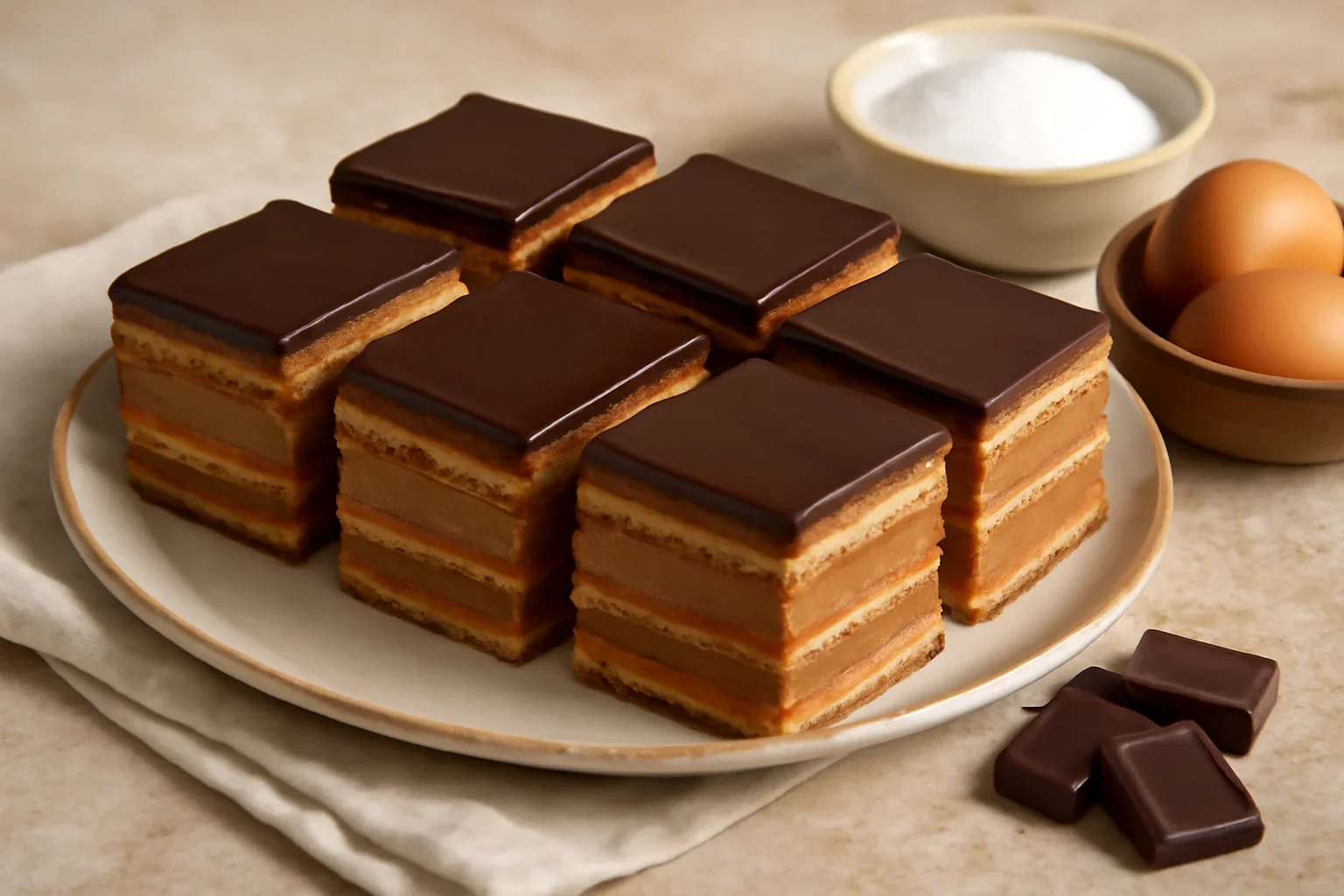 Prajitura cu foi de zahar ars si cu crema caramel