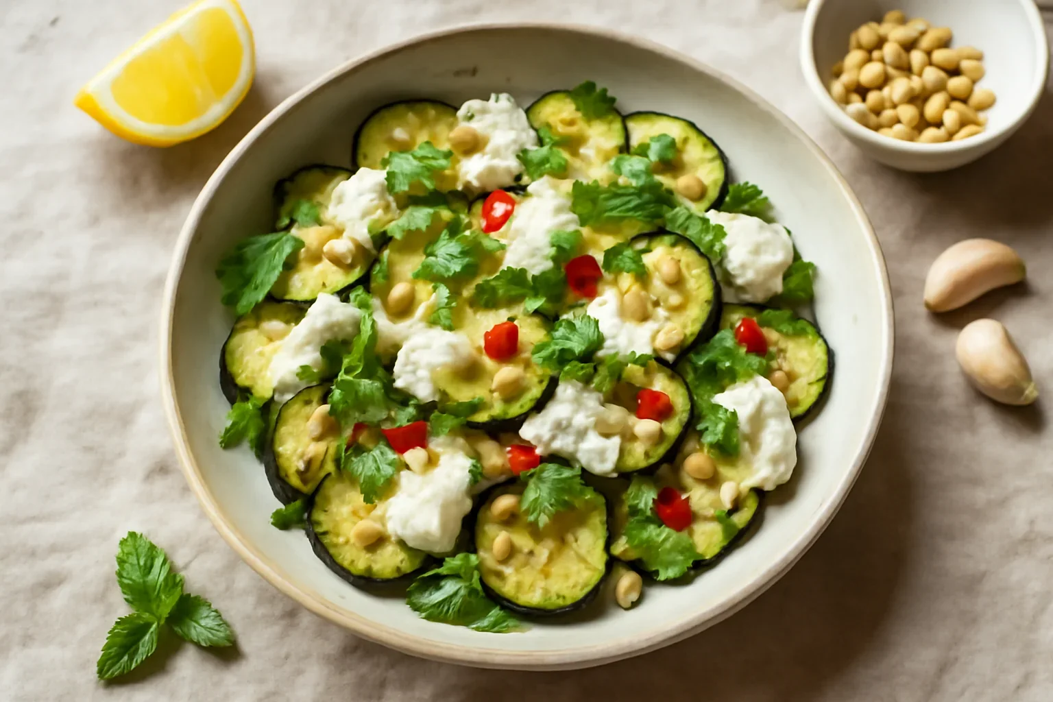 Dovlecei cu mozzarella, lamaie si menta