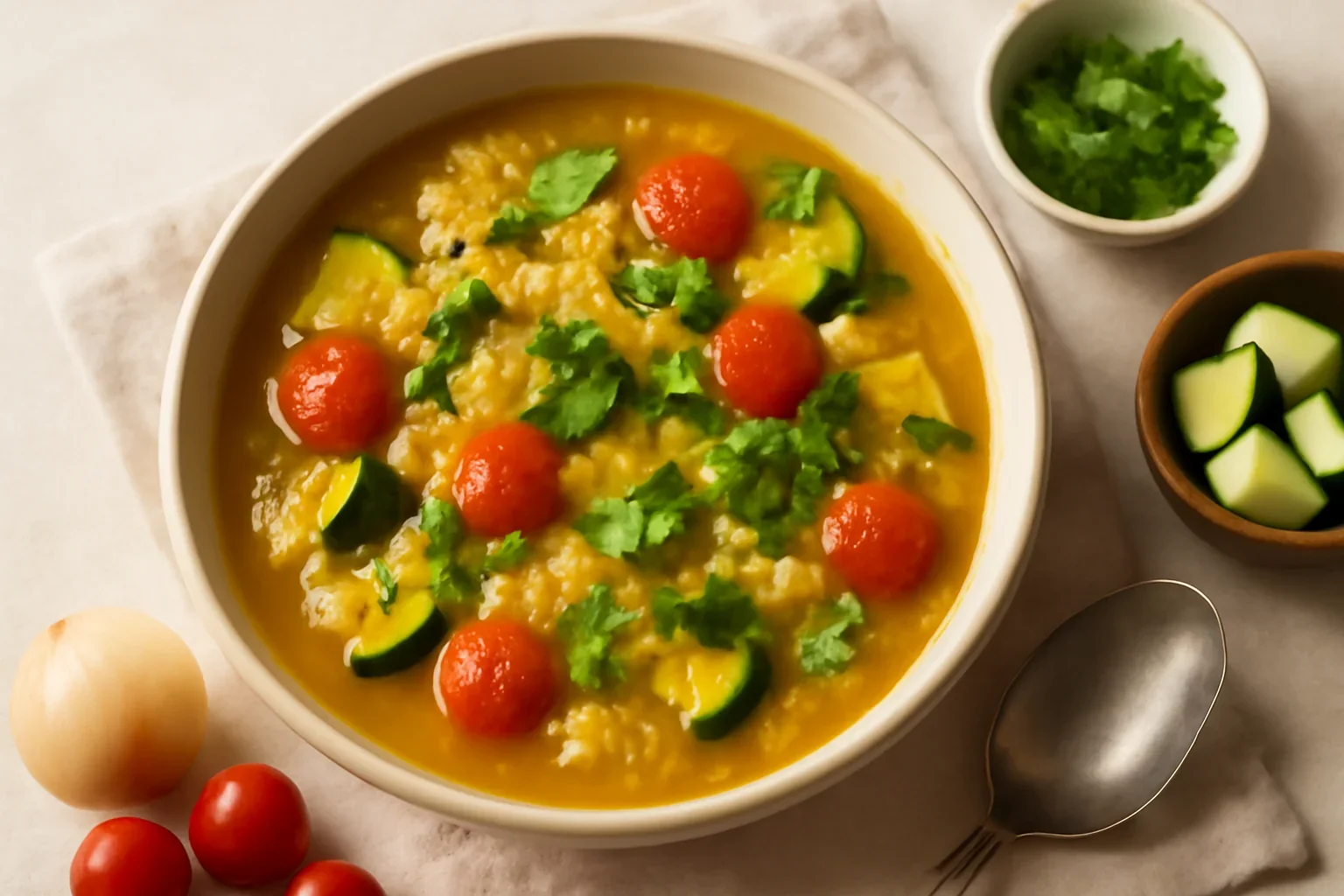 Supă curry din orez rămas