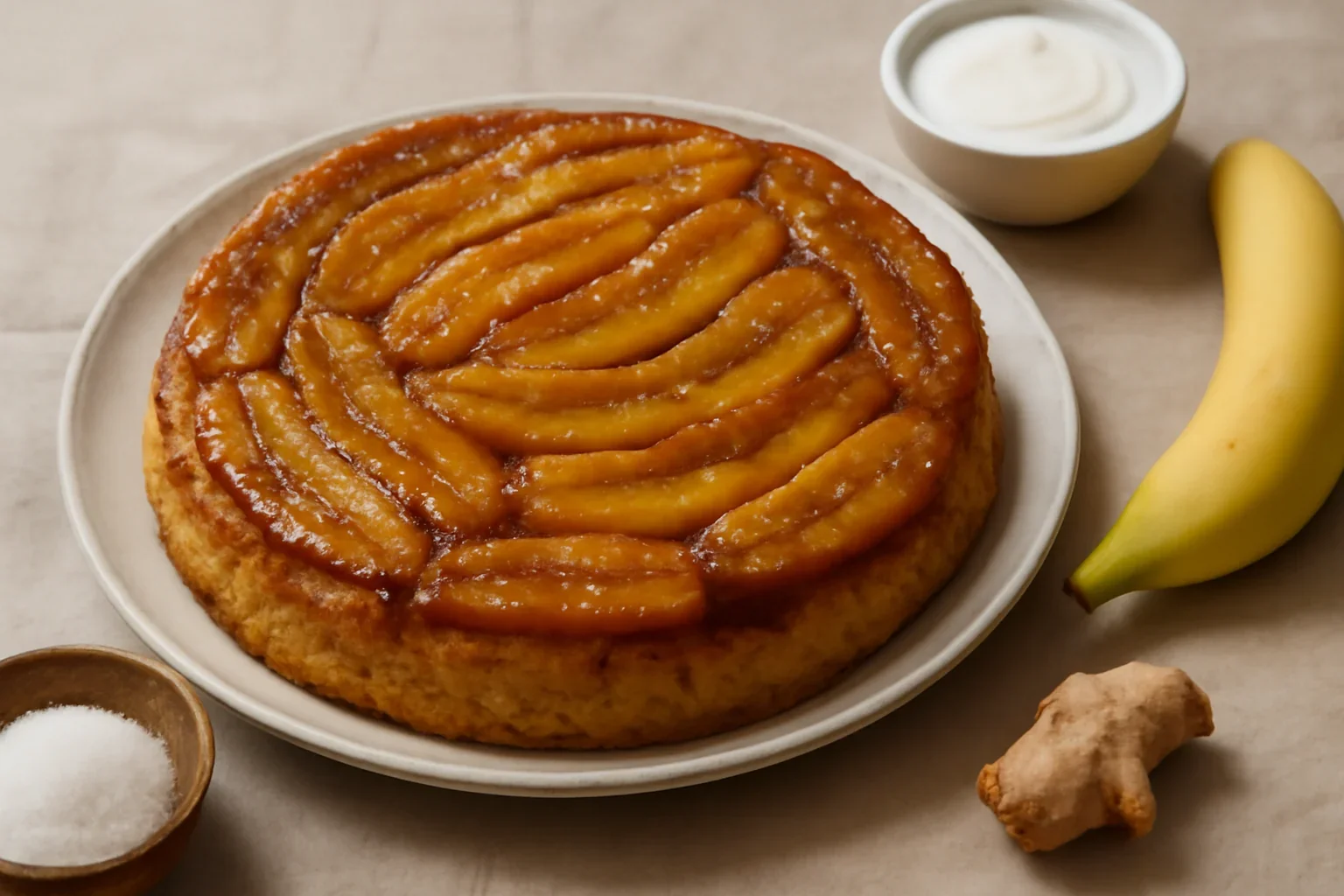 Tarta Tatin cu banane sau tarta rasturnata cu banane si caramel