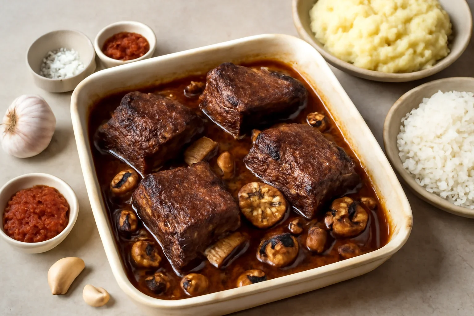 Coaste de vită la cuptor cu usturoi și sos de vin – rețeta de short ribs