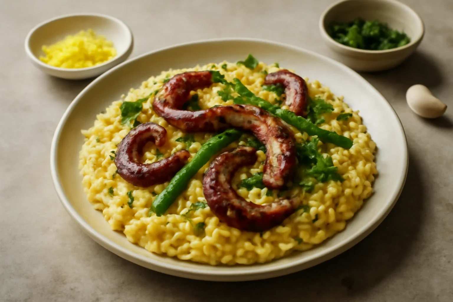 Risotto din orzo cu șofran și caracatiță