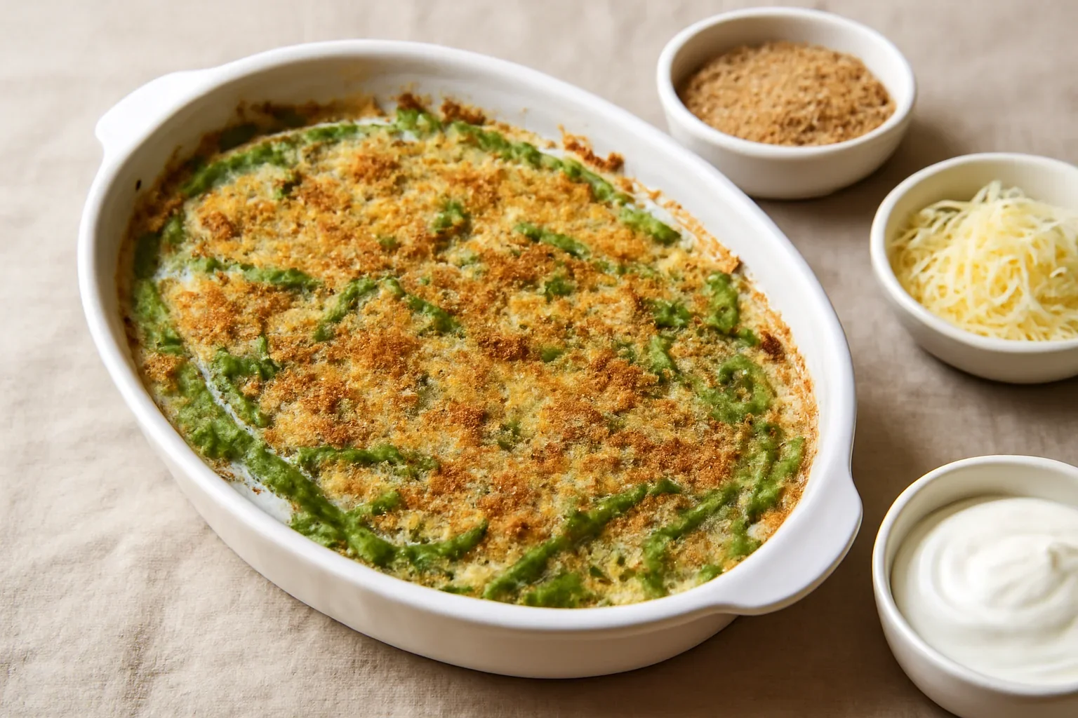 Fasole pastai la cuptor cu smantana si pesmet – fasole verde gratinata