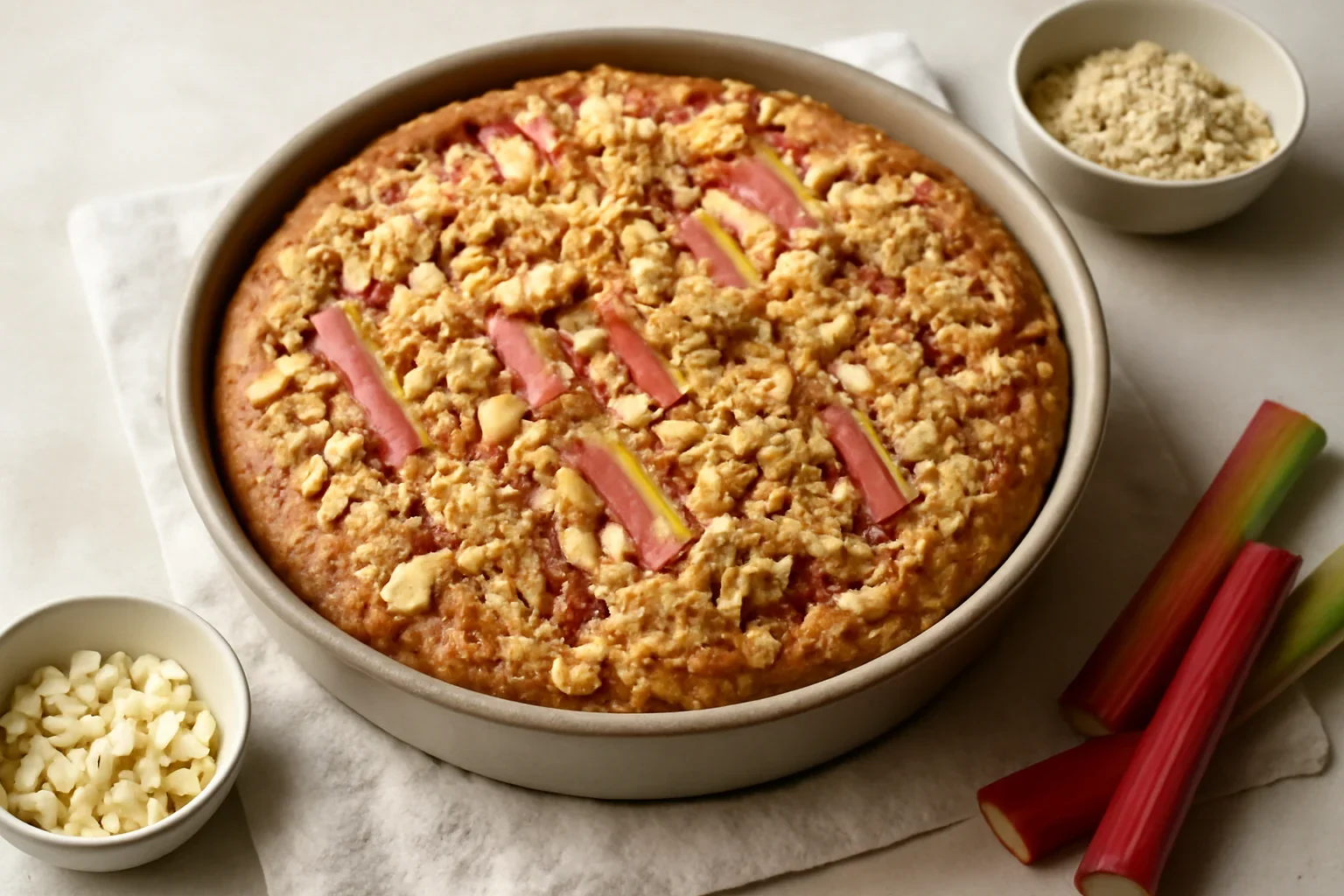 Prăjitură de rubarbă cu crumble