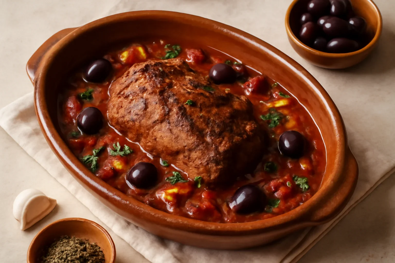 Friptură înăbușită cu arome mediteraneene