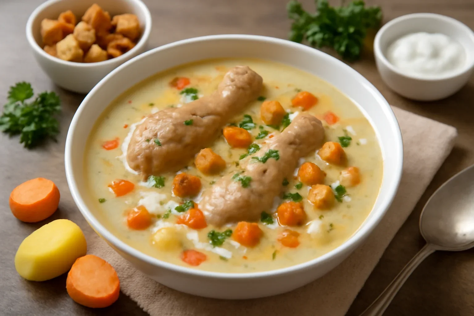 Supă cremă de pui cu legume – rețeta simplă și delicioasă