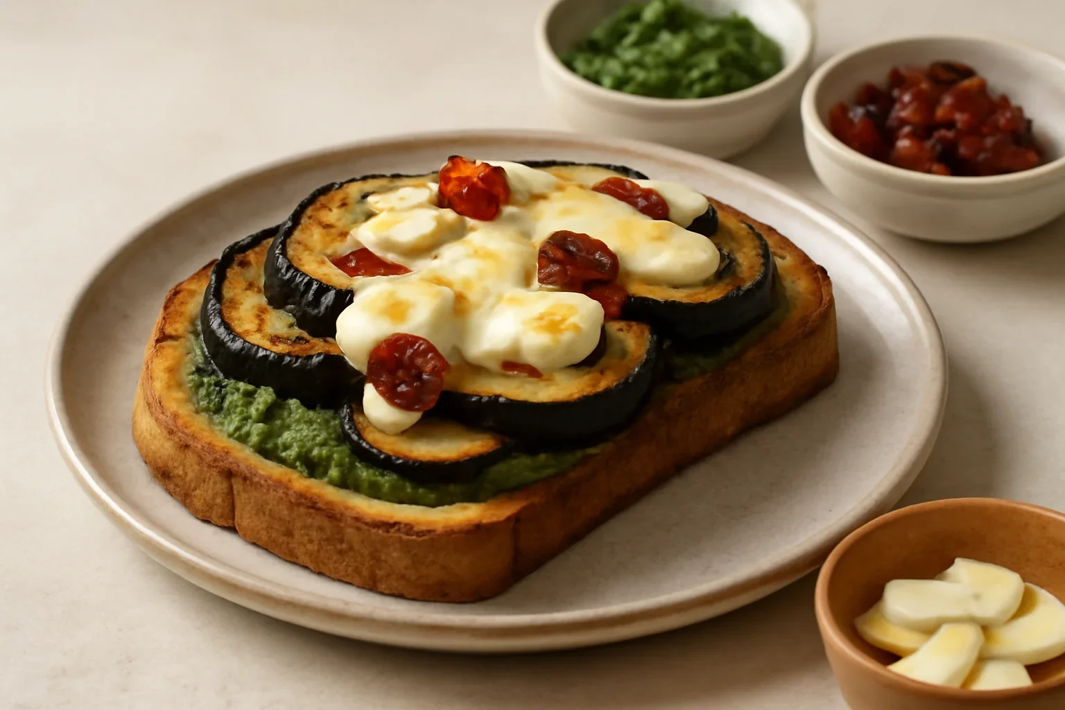 Toast cu vinete si mozzarella
