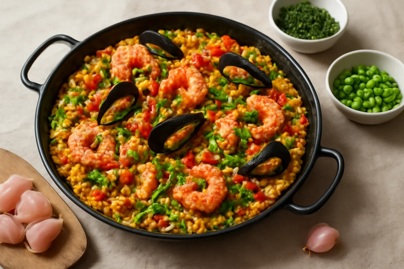 Paella cu fructe de mare