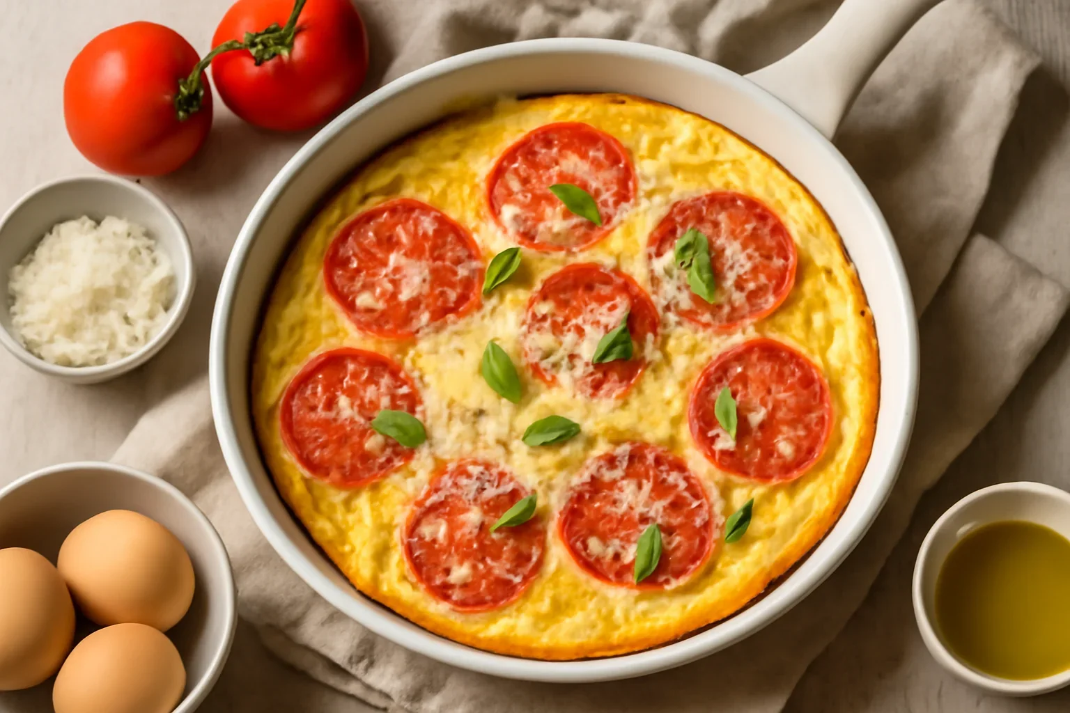 Omleta cu rosii, cascaval si parmezan
