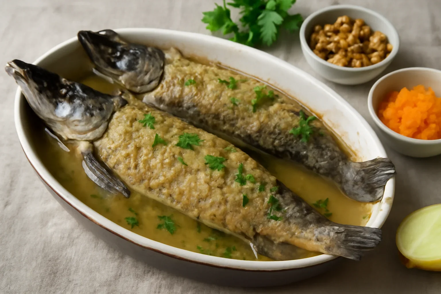 Stiuca umpluta, reteta veche, pescareasca, dobrogeana