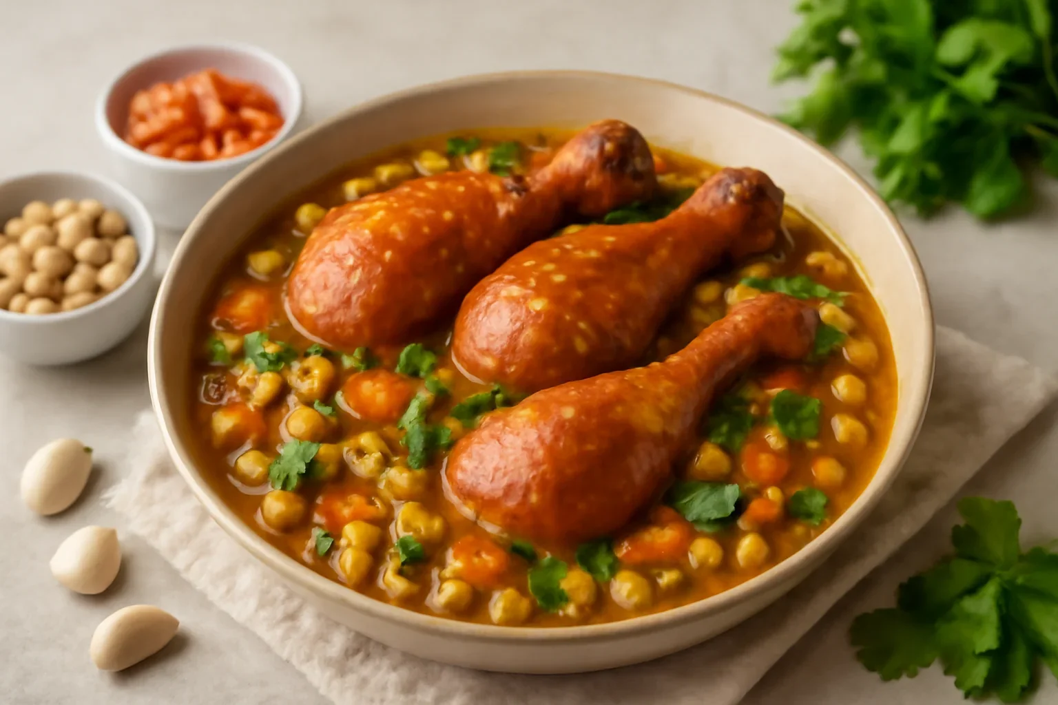 Pulpe de pui afumate cu naut, gatite la Crock-Pot