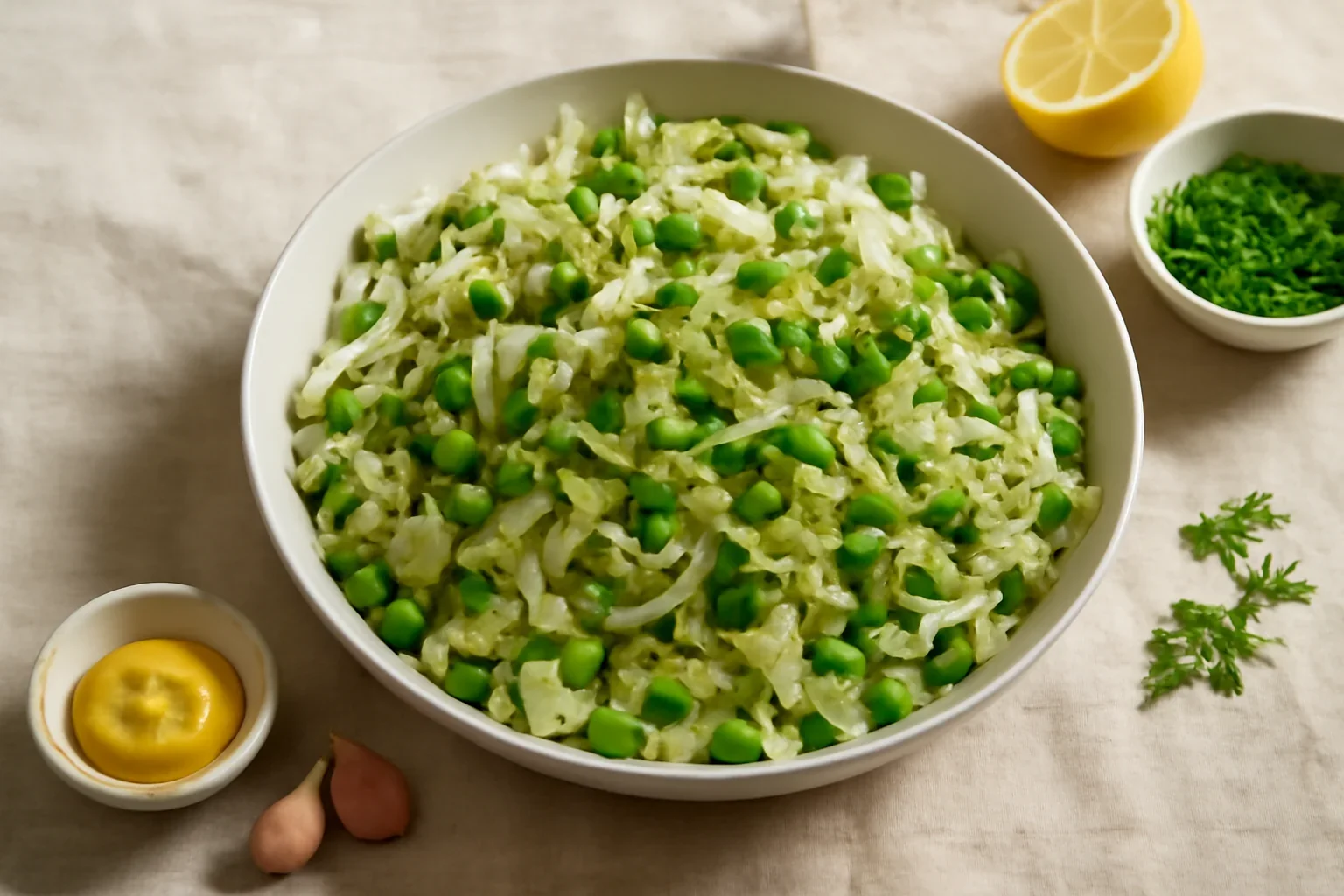 Salată de varză cu mazăre și mărar