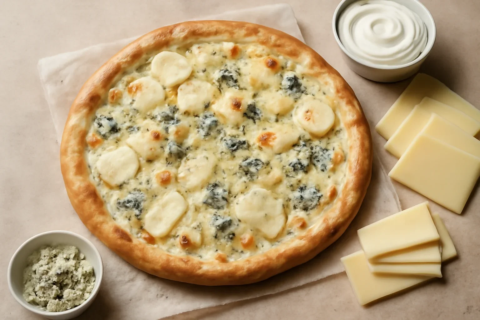 Flammkuchen cu branzeturi – placinta cu smantana si 5 feluri de branza