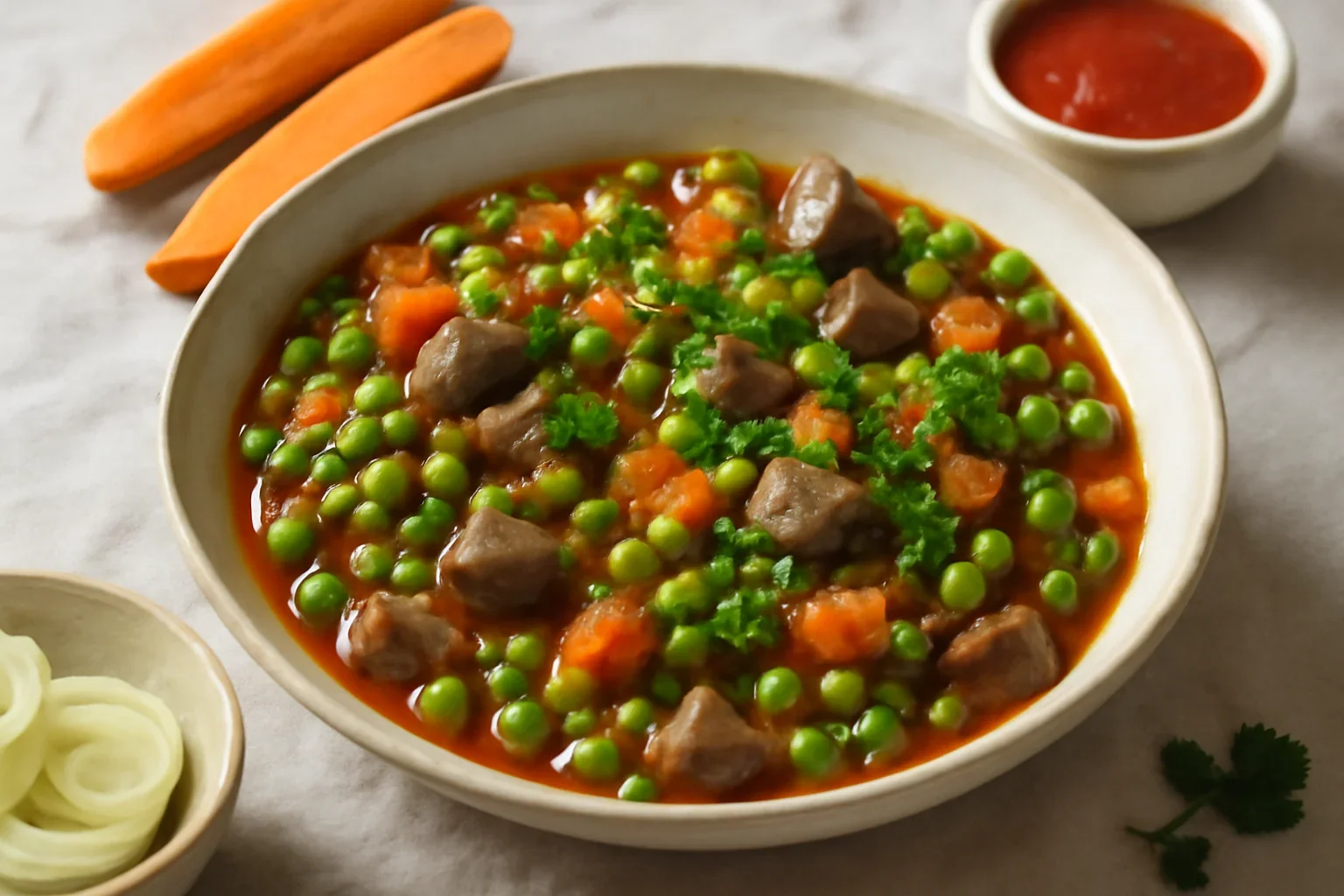 Mancare de mazare cu carne sau organe