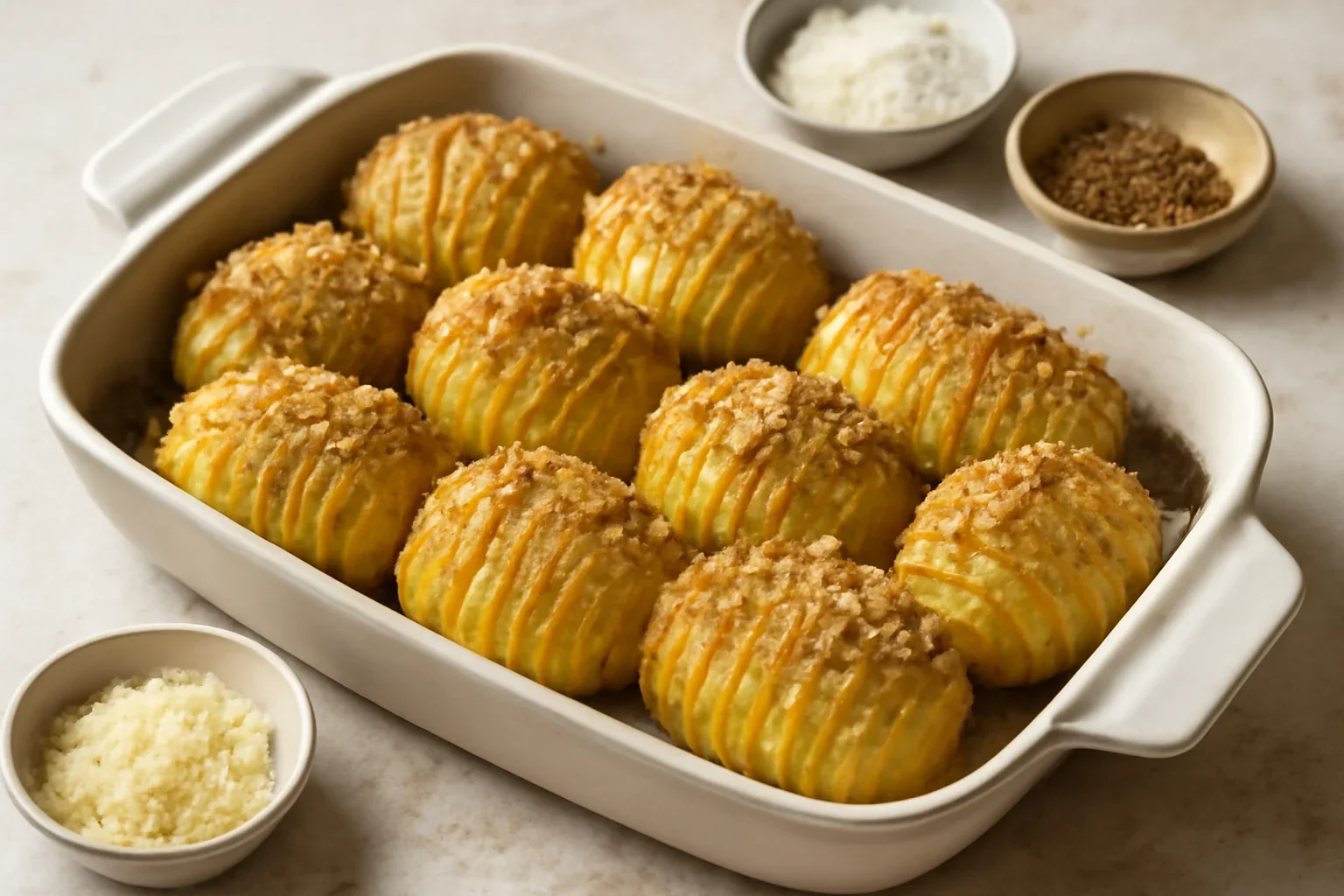 Cartofi Hasselback la cuptor reteta traditionala de cartofi acordeon