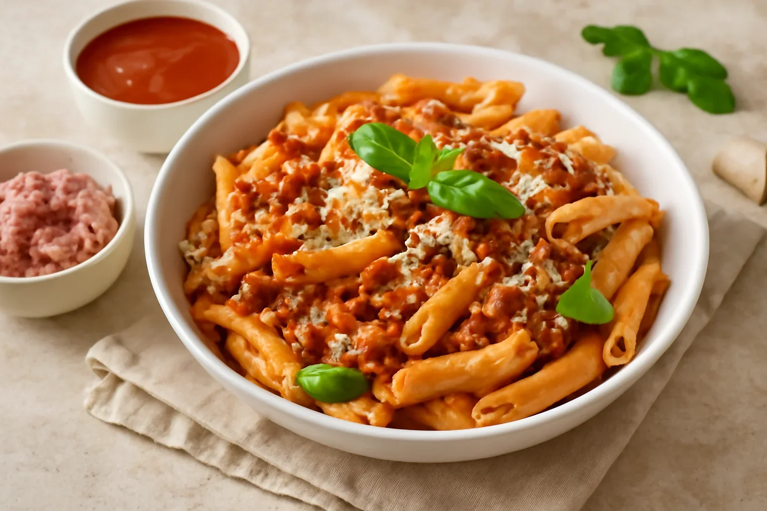 Paste cu carne tocata si sos de rosii reteta simpla