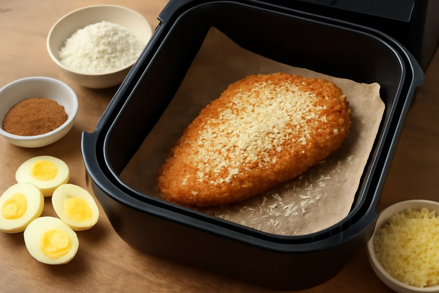 Snitel crocant cu parmezan la Airfryer Breville
