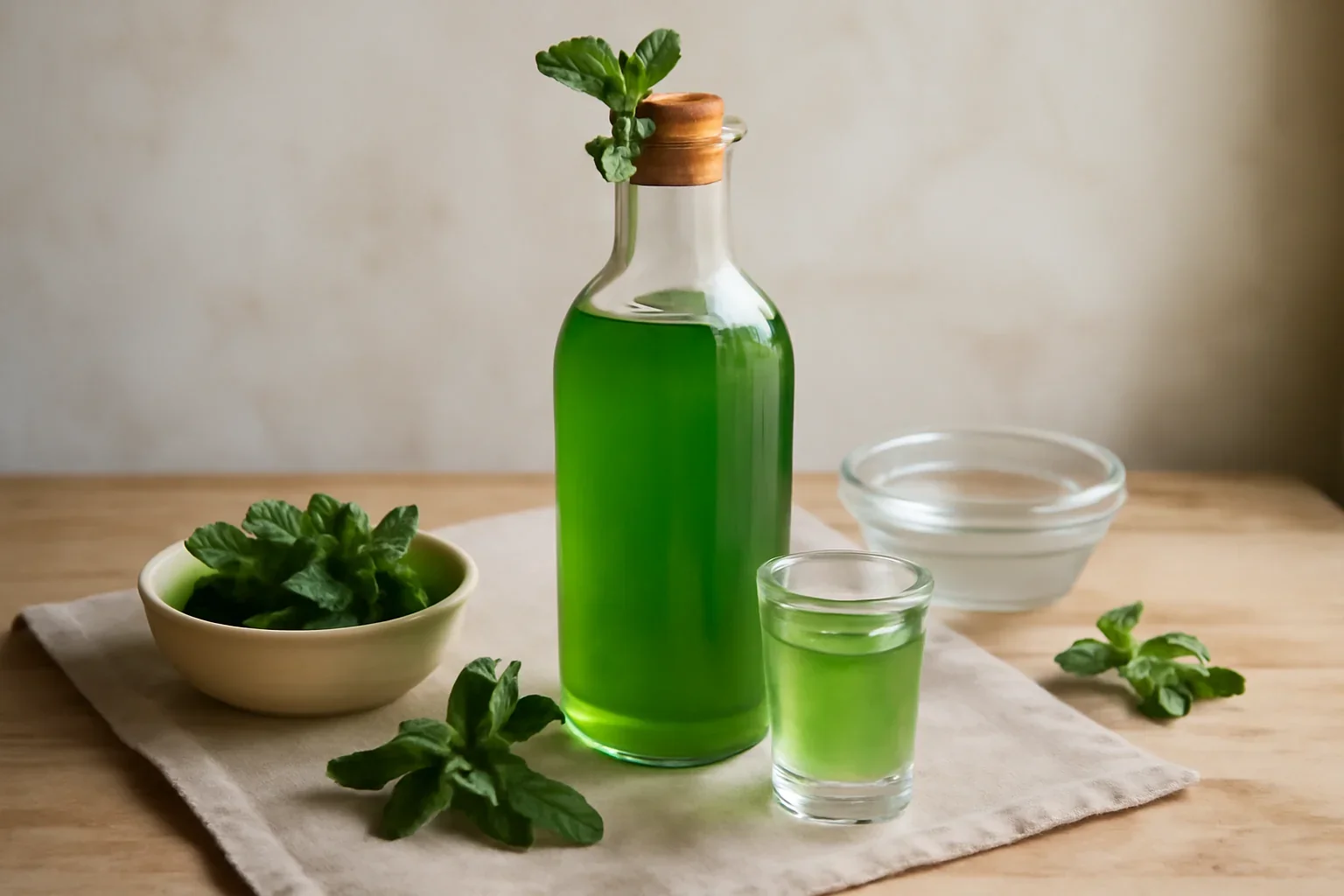 Lichior de mentă (de casă) rețeta de lichior natural fără colorant