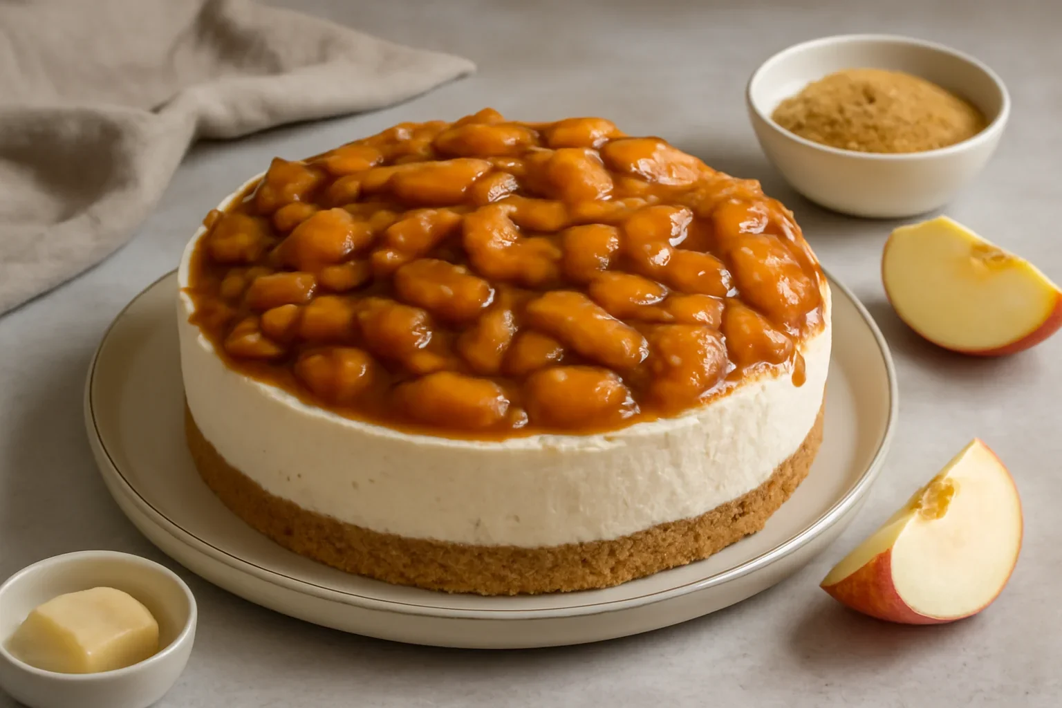 Cheesecake cu mere caramelizate