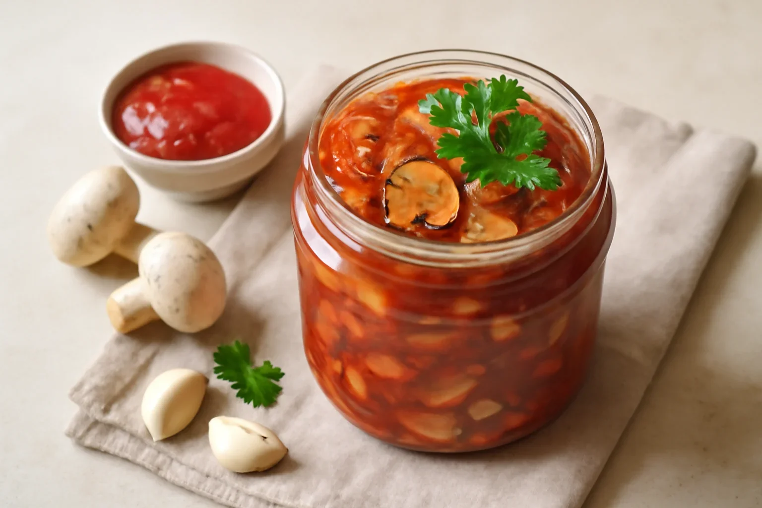 Sos de paste cu ciuperci și usturoi – la borcan, pentru iarnă