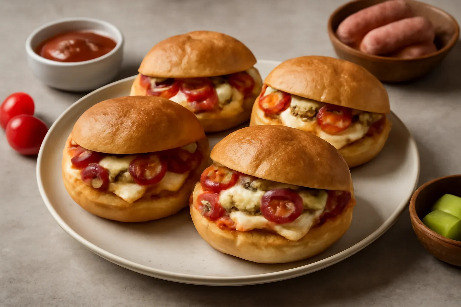 Chifle umplute cu mozzarella si rosii