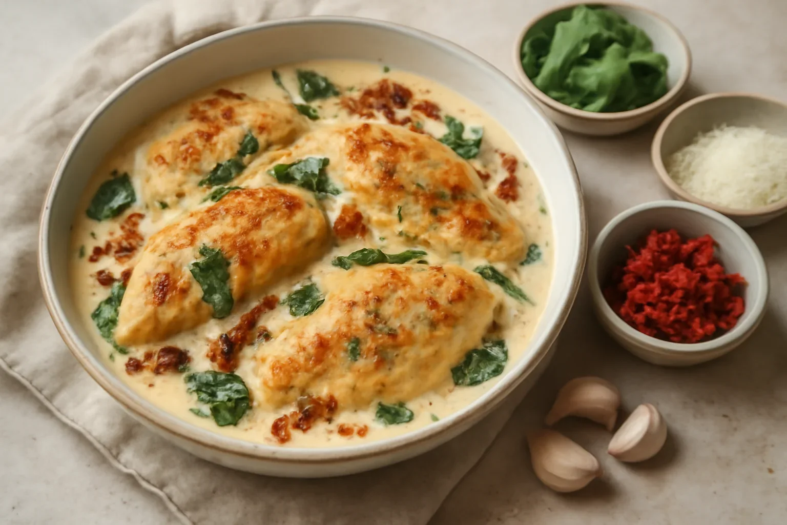 Pui in stil toscan cu sos alb delicios