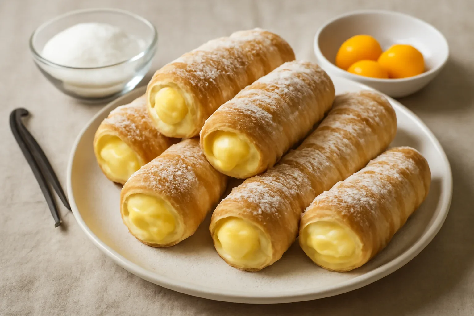 Rulouri de foitaj cu crema de vanilie