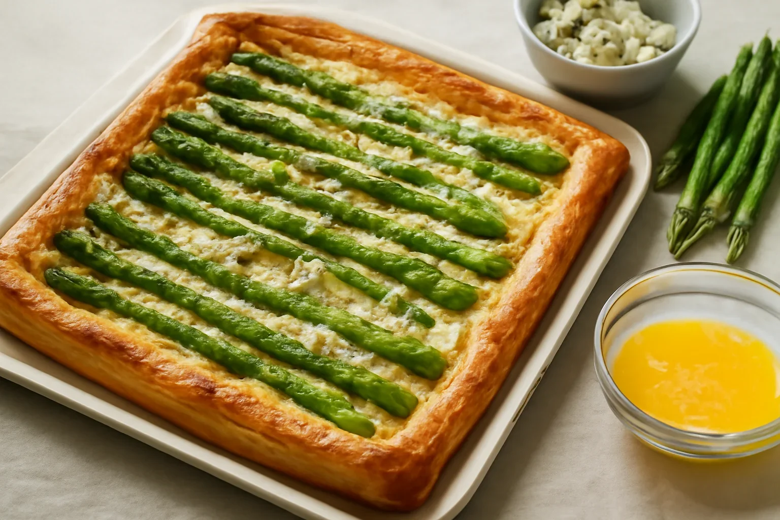 Tarta cu sparanghel si branza – din foietaj