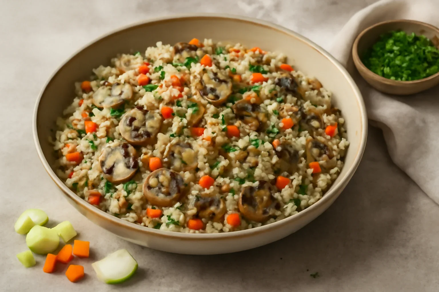 Pilaf de orez cu ciuperci si alte legume reteta simpla
