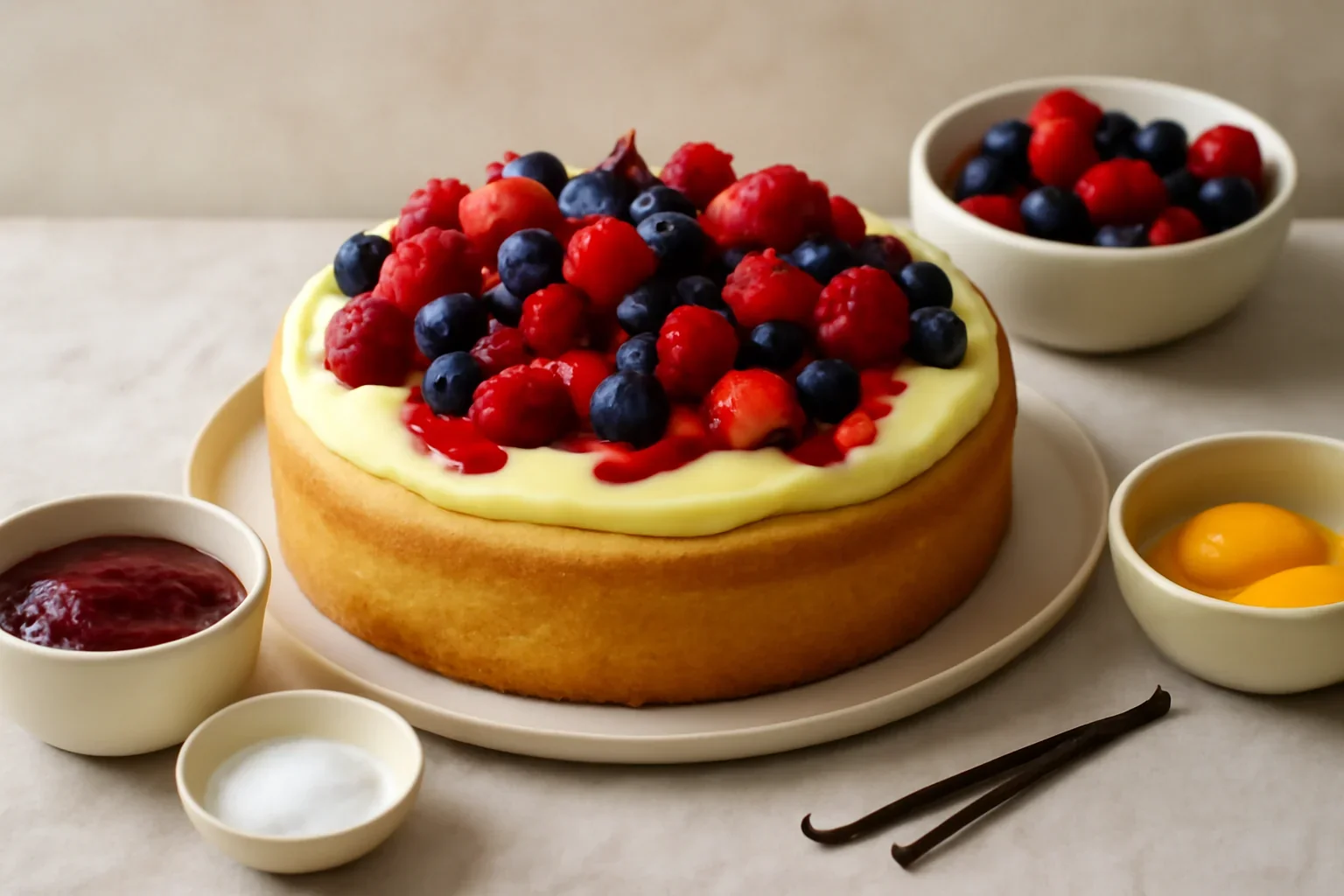 Tort de vara – Tort cu vanilie si fructe