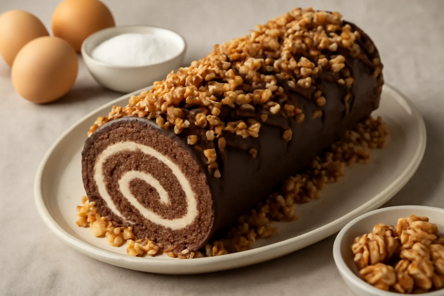 Tort grilaj cu nuca (krantz) si ciocolata – rulada grilias