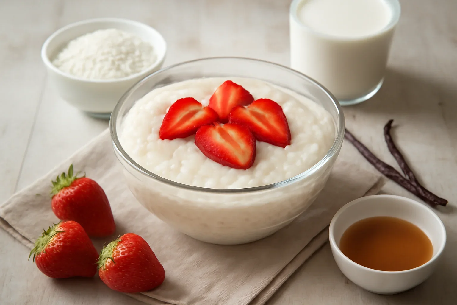 Budinca de tapioca cu capsuni