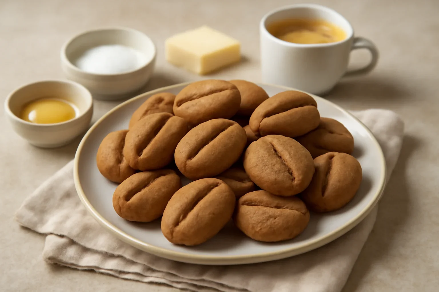 Fursecuri boabe de cafea, biscuiti fragezi cu unt