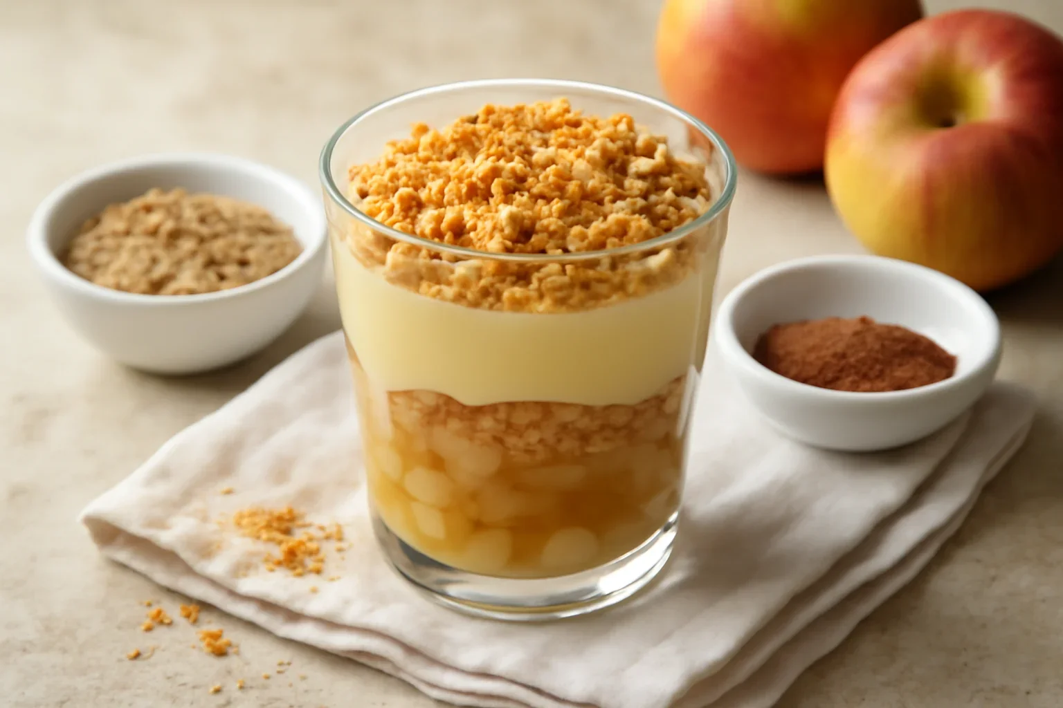 Crumble la pahar cu mere