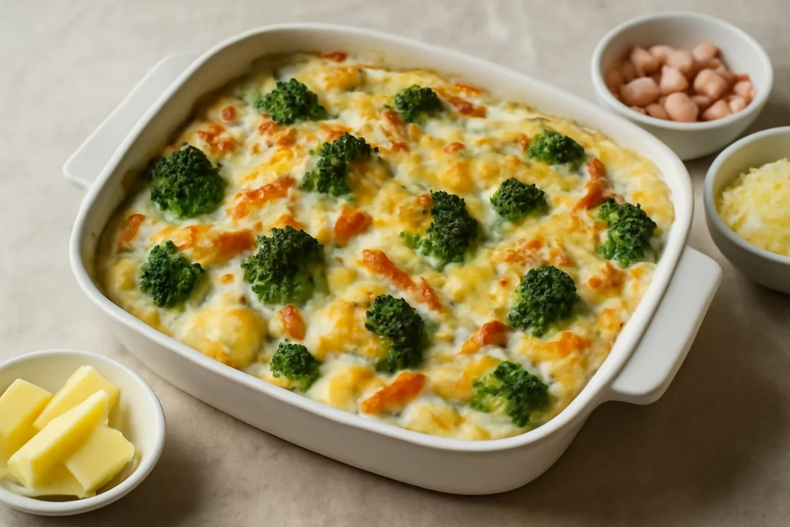 Gratin de broccoli si cartofi cu sos alb si cascaval