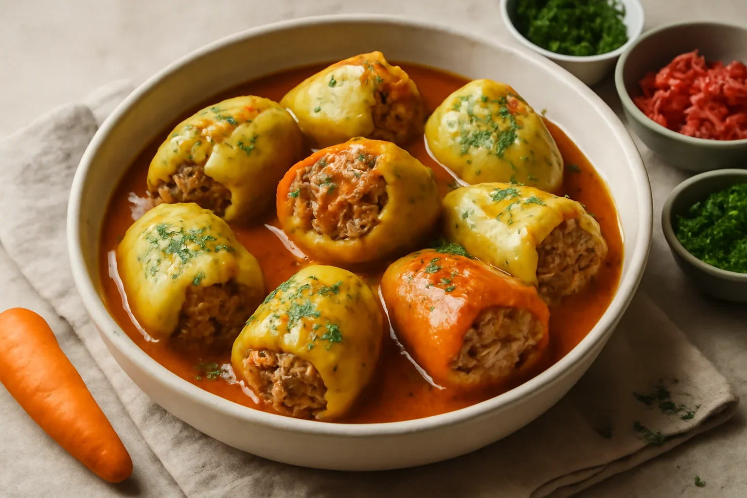 Ardei umpluți cu carne tocată și orez