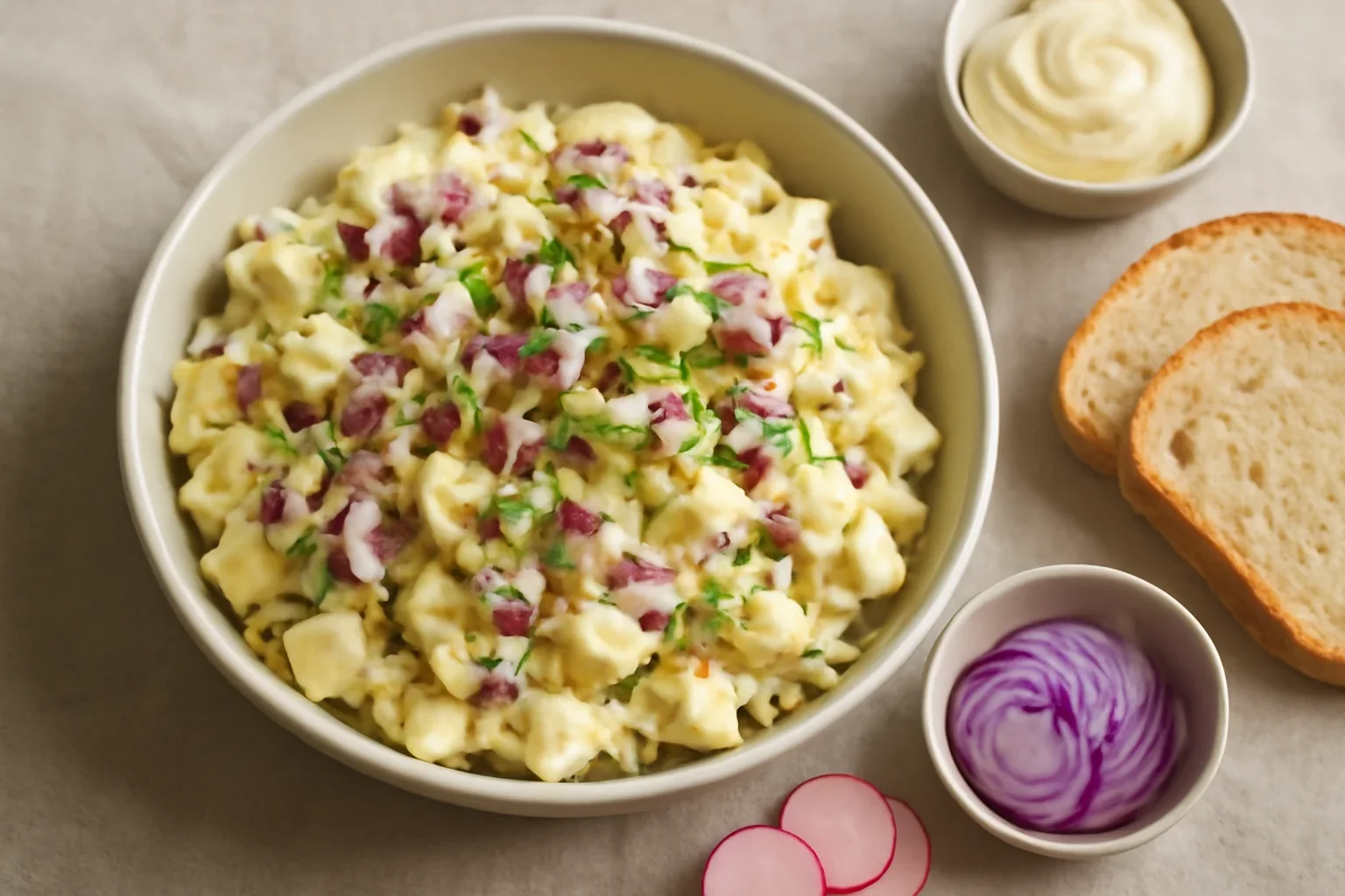 Salata de oua cu maioneza si ceapa
