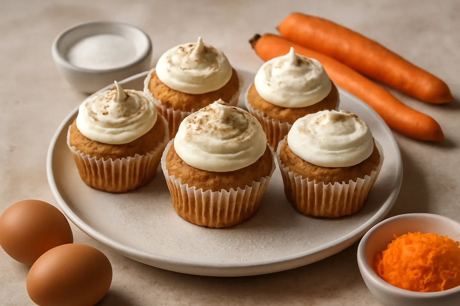 Cupcakes cu morcovi si crema de branza
