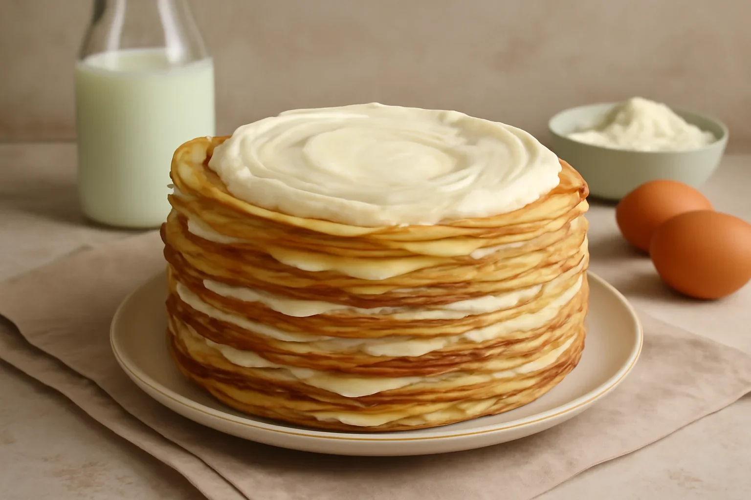 Tort de clatite cu crema de mascarpone